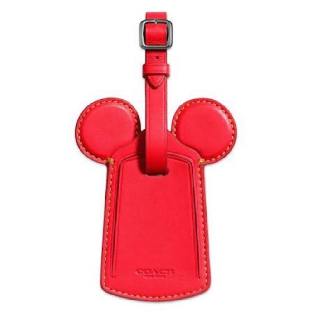 Coach Disney Red Leather Mickey Ear Luggage Tag